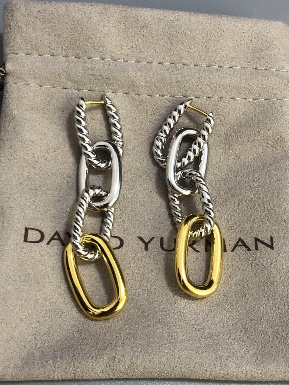 DAVID YURMAN DY Madison® Chain Drop Earrings in Sterling Silver with 18K Gold